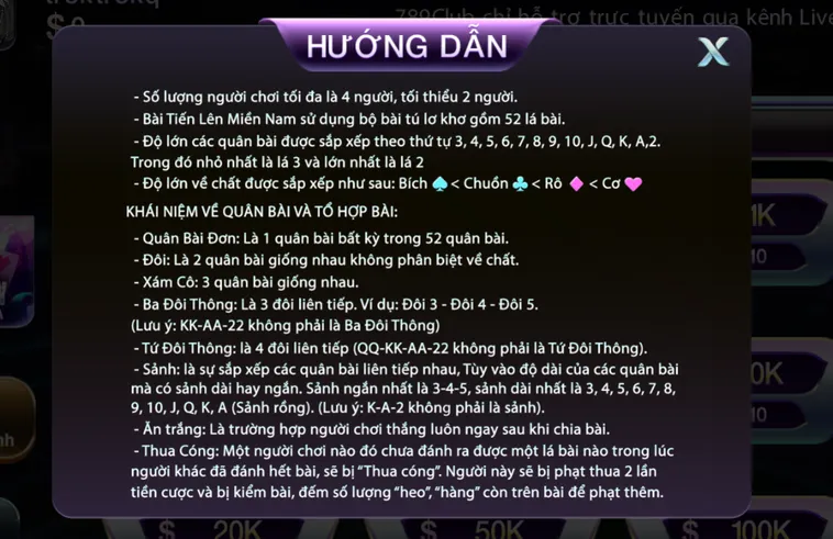 Tiến Lên Miền Nam Tại 789Club Đỉnh Cao Sòng Bài Trực Tuyến Chinh Phục Những Chiến Thắng Vang Dội